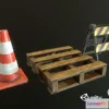 1522616 - PBR Game 3D Models - Cone Palette Barrier 3D Max