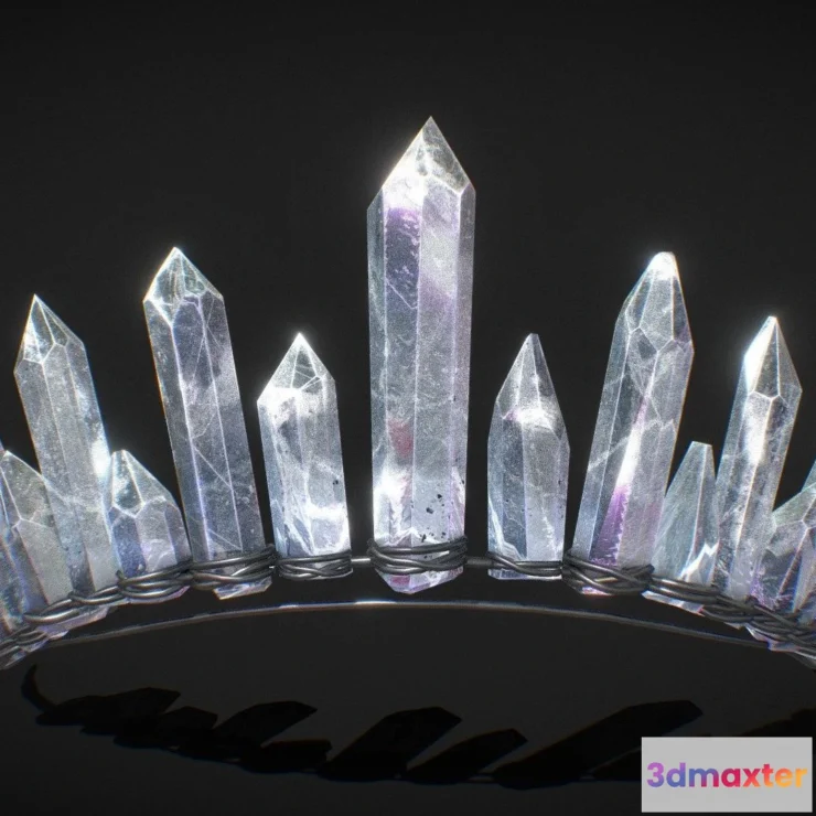1522650 - PBR Game 3D Models - Crystal Crown Tiara Diadem Low Poly 3D Max
