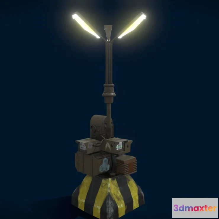 1522676 - PBR Game 3D Models - Cyberpunk Street Lampblade Runner Style 3D Max
