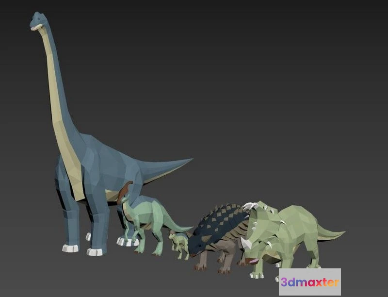 1522718 - PBR Game 3D Models - Dinosaurs Lowpoly - Herbivores Pack 3D Max