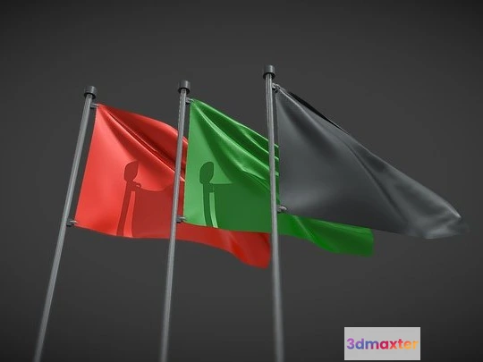 1522772 - PBR Game 3D Models - Animated 3D Flags 3D Max