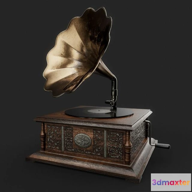 1522778 - PBR Game 3D Models - Antique Gramophone 3D Max