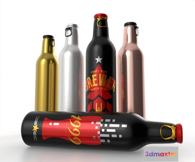 1522792 - PBR Game 3D Models - Beer Aluminum Bottle - Push Pull Cap 3D Max