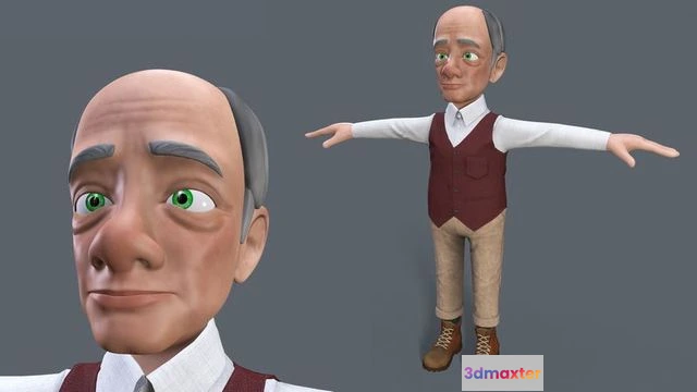 1522818 - PBR Game 3D Models - Cartoon Old man GrandPa NoRig 3D Max