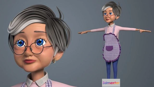 1522820 - PBR Game 3D Models - Cartoon Old Woman GrandMa NoRig 3D Max