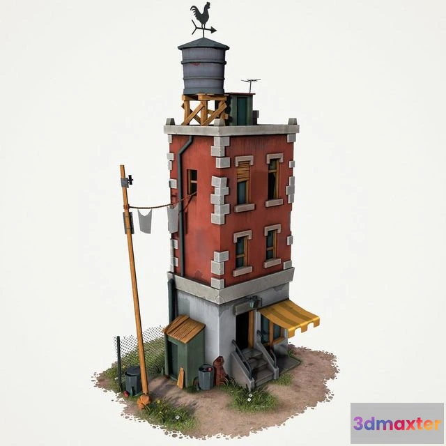 1522822 - PBR Game 3D Models - Cartoony Buiding v3 3D Max