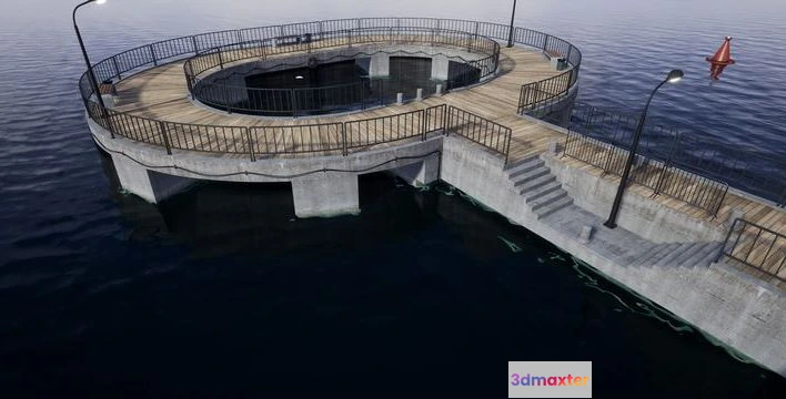 1522836 - PBR Game 3D Models - Concrete pier and bridge 3D Max