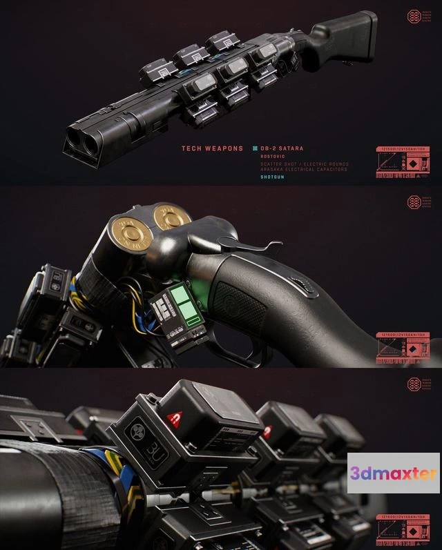 1522848 - PBR Game 3D Models - Cyberpunk 2077 Tech Shotgun 3D Max