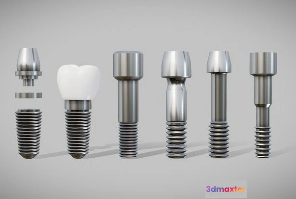 1522864 - PBR Game 3D Models - Dental Implant Pack   6 In 1 3D Max