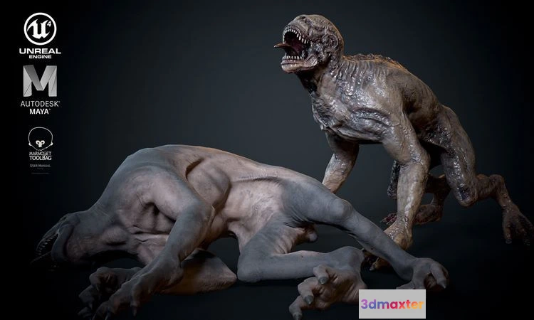 1522886 - PBR Game 3D Models - Dog alien monster 3D Max