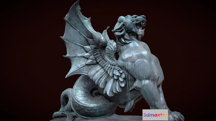 1522892 - PBR Game 3D Models - Dragon Ailé   3 LOD 3D Max