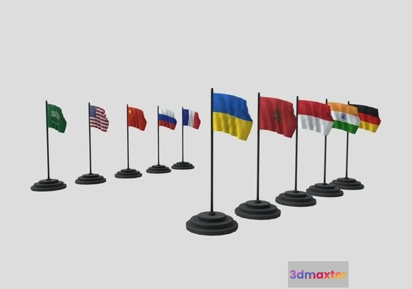 1523014 - PBR Game 3D Models - G 20 Flags   Country Flags 3D Max