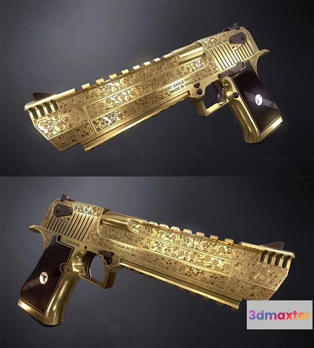 1523030 - PBR Game 3D Models - Golden Engraved Desert Eagle 3D Max