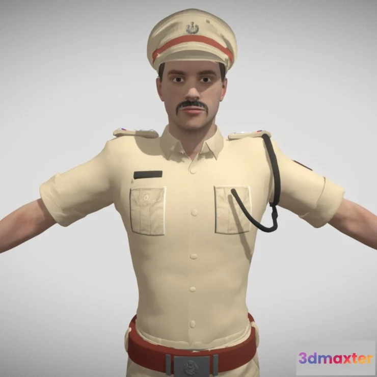 1523088 - PBR Game 3D Models - Indian Police Man 3D Max