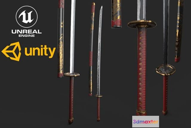 1523124 - PBR Game 3D Models - Japan Katana 3D Max