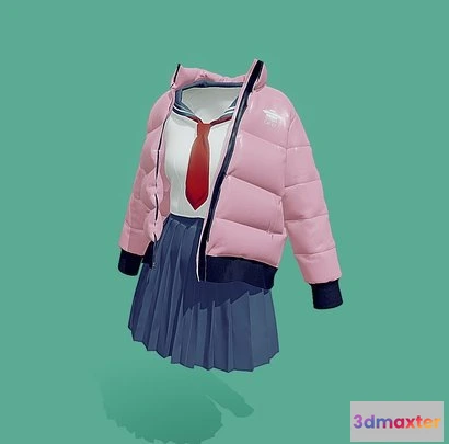 1523126 - PBR Game 3D Models - Japanese Sailor Uniform + Puffer Jacket 3D Max