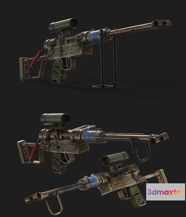 1523138 - PBR Game 3D Models - Junk Sniper Rifle 3D Max