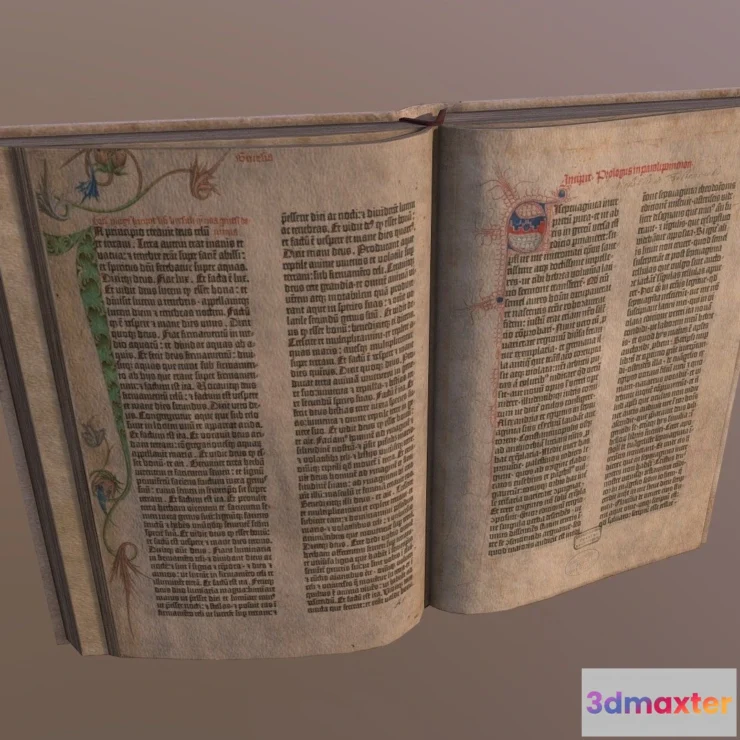 1523300 - PBR Game 3D Models - Medieval Open Book 2 3D Max
