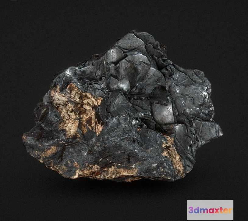 1523326 - PBR Game 3D Models - Metallic Looking Crystals Of Hematite On Matrix 3D Max