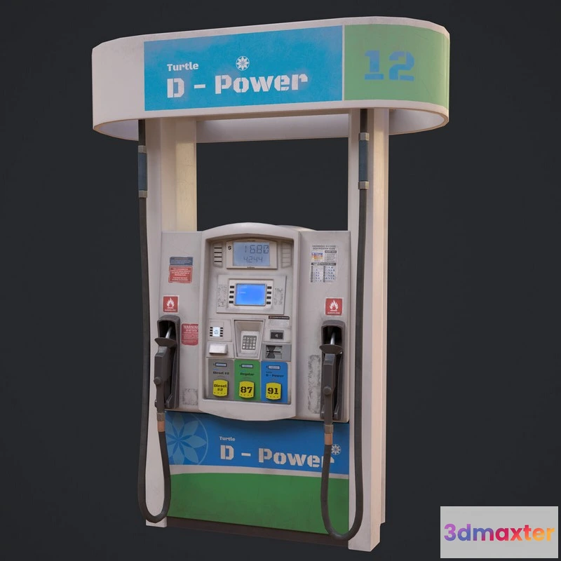 1523354 - PBR Game 3D Models - Modern American Style Gas Pump 3D Max