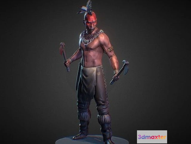1523372 - PBR Game 3D Models - Mohican Warrior 3D Max