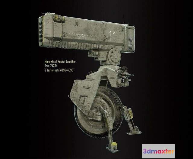 1523380 - PBR Game 3D Models - Monowheel Rocket Launcher 3D Max
