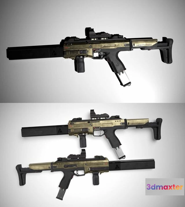 1523430 - PBR Game 3D Models - Night Hawk SMG 3D Max