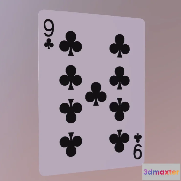 1523448 - PBR Game 3D Models - Nine Of Clubs 3D Max