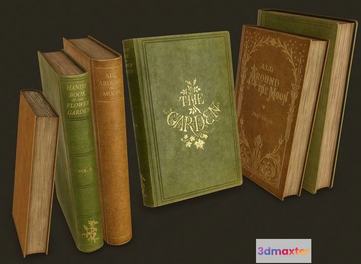 1523480 - PBR Game 3D Models - Old Books Low-poly 3D Max