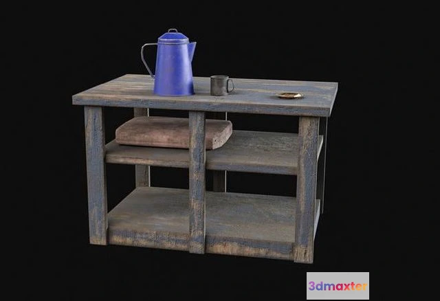 1523518 - PBR Game 3D Models - Old Western Table 3D Max