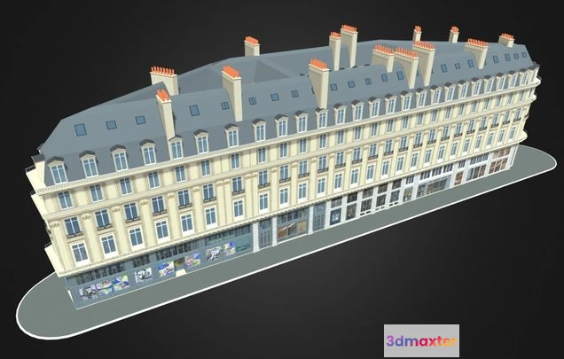 1523548 - PBR Game 3D Models - Paris Apartment Haussmann Building 01 3D Max