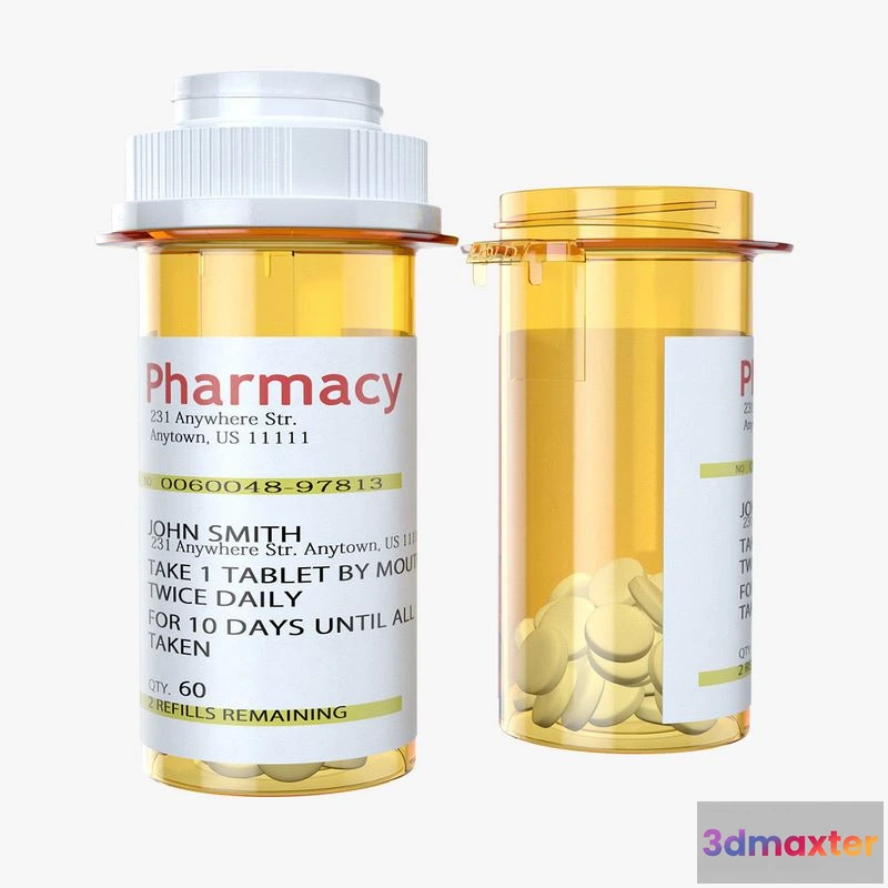 1523580 - PBR Game 3D Models - Pill Bottle 3D Max