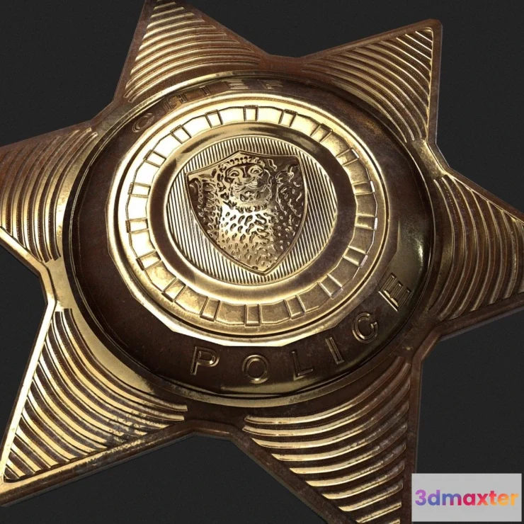 1523600 - PBR Game 3D Models - Police Badge 3D Max