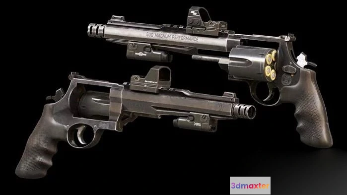 1523636 - PBR Game 3D Models - 500 Magnum Custom Revolver 3D Max
