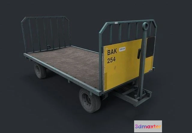 1523662 - PBR Game 3D Models - Airport Luggage cart 3D Max