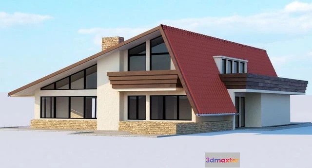 1523676 - PBR Game 3D Models - American House Modern 3D Max