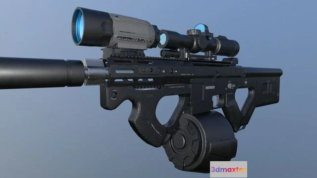 1523690 - PBR Game 3D Models - AR-15 Low Poly gun with scope 3D Max