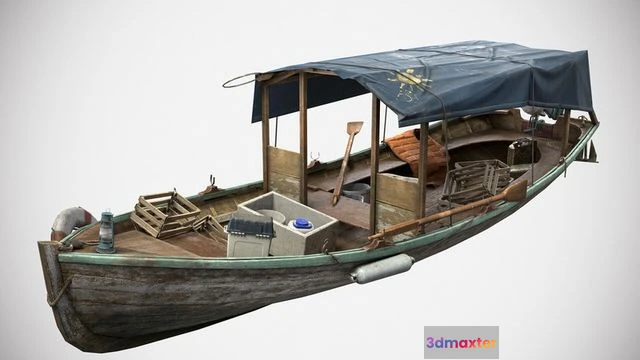 1523762 - PBR Game 3D Models - Asian Wooden Boat 3D Max