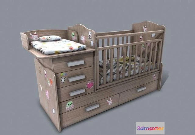 1523776 - PBR Game 3D Models - Baby Bed 3D Max