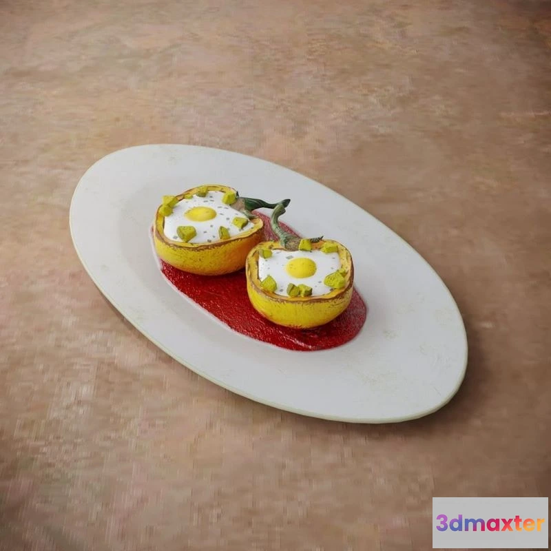 1523832 - PBR Game 3D Models - Breakfast Omelette in Pepper 3D Max