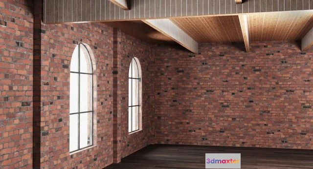 1523836 - PBR Game 3D Models - Brick Wall House Interior 3D Max