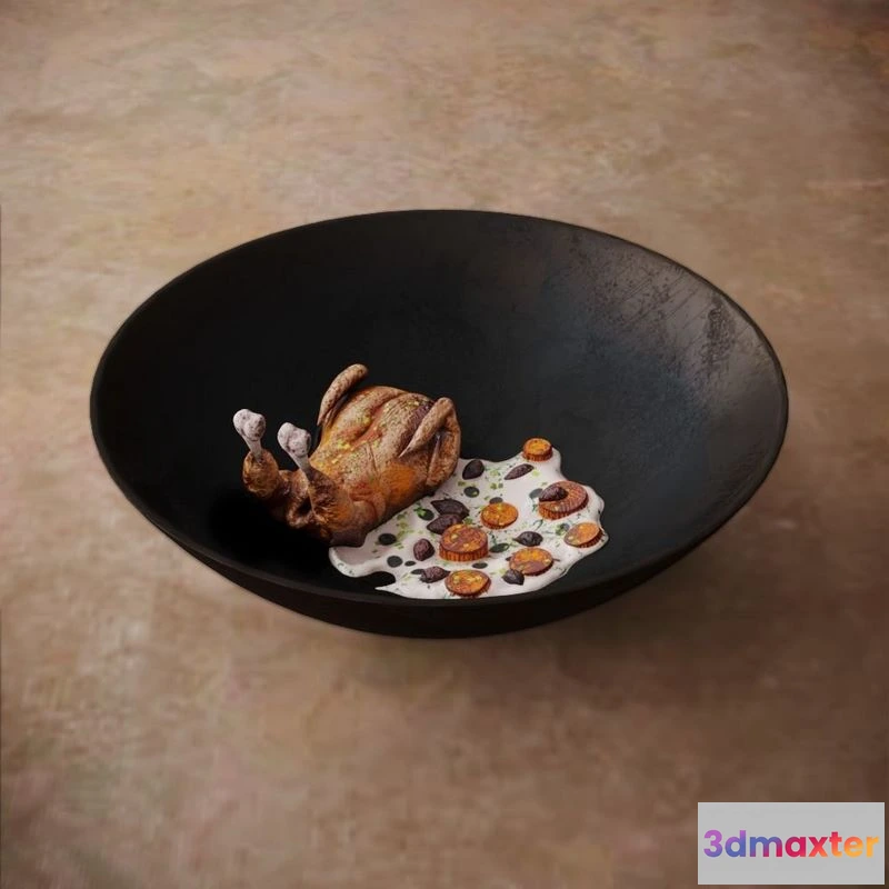 1523874 - PBR Game 3D Models - Chicken with Cream Sauce 3D Max