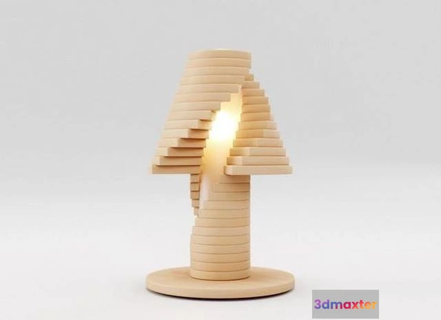 1523892 - PBR Game 3D Models - Creative Wooden Table Lamp 3D Max