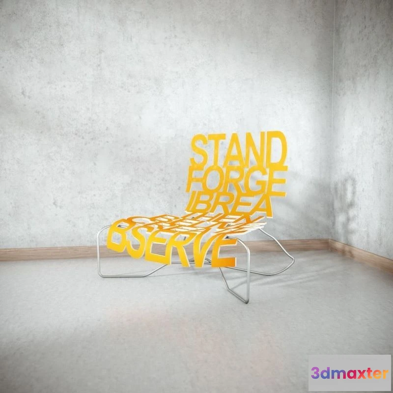 1523916 - PBR Game 3D Models - Designer Chair with Inscriptions 3D Max