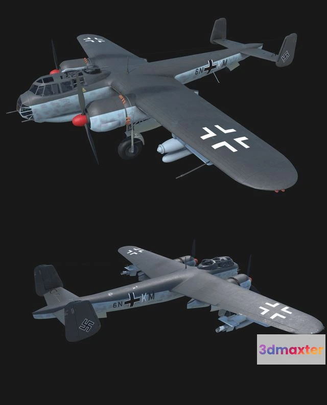 1523926 - PBR Game 3D Models - Dornier Do217 E5 Hs 293 Missiles 3D Max