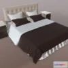 1523928 - PBR Game 3D Models - Double bed with nightstands 3D Max