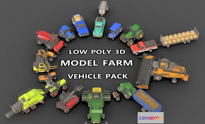 1523964 - PBR Game 3D Models - Farm Vehicle Pack 1 3D Max