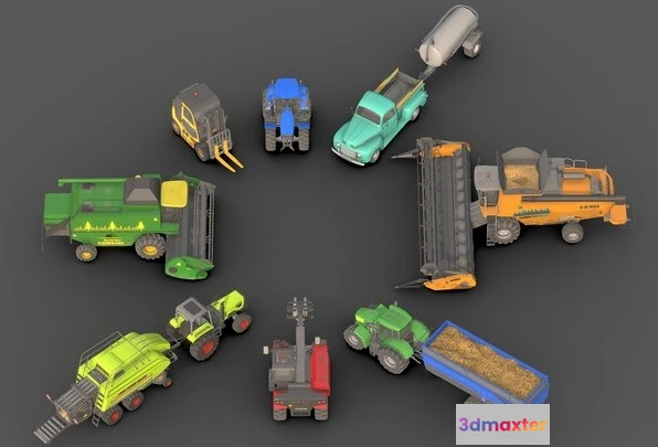 1523966 - PBR Game 3D Models - Farm Vehicle Pack 2 3D Max