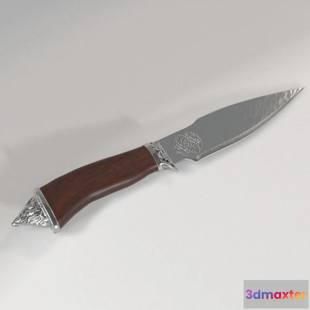 1524000 - PBR Game 3D Models - Fighting Knife Silver 3D Max