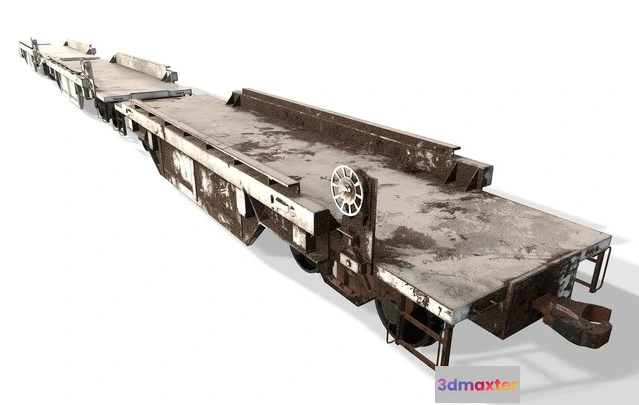 1524010 - PBR Game 3D Models - Flat Bed Train Rail Cargo Car Carriage 3D Max